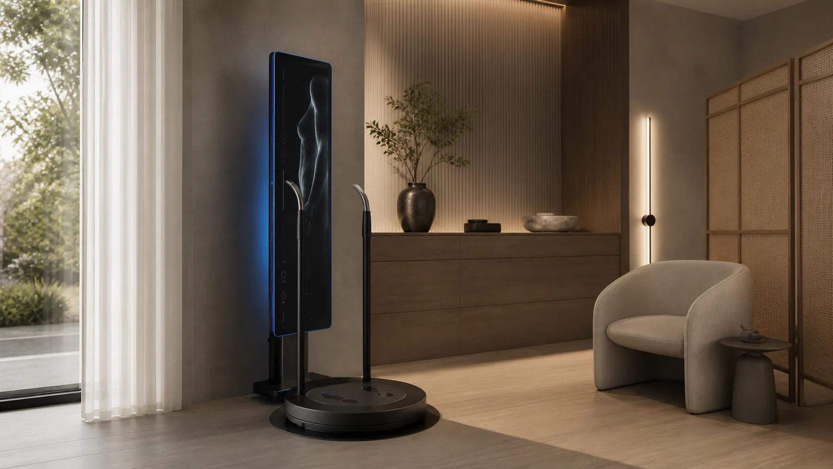 Professional body scanner in a calm private wellness room